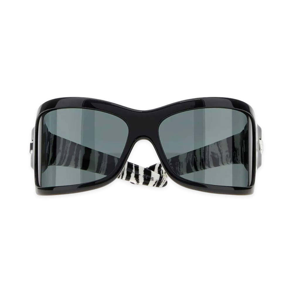 Bottega Veneta Women's Intrecciato Wraparound Sunglasses "Black/Gray"