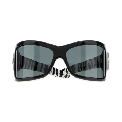 Bottega Veneta Women's Intrecciato Wraparound Sunglasses "Black/Gray"