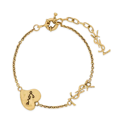Saint Laurent Women's Cassandre Heart Bracelet In Brass "Gold"