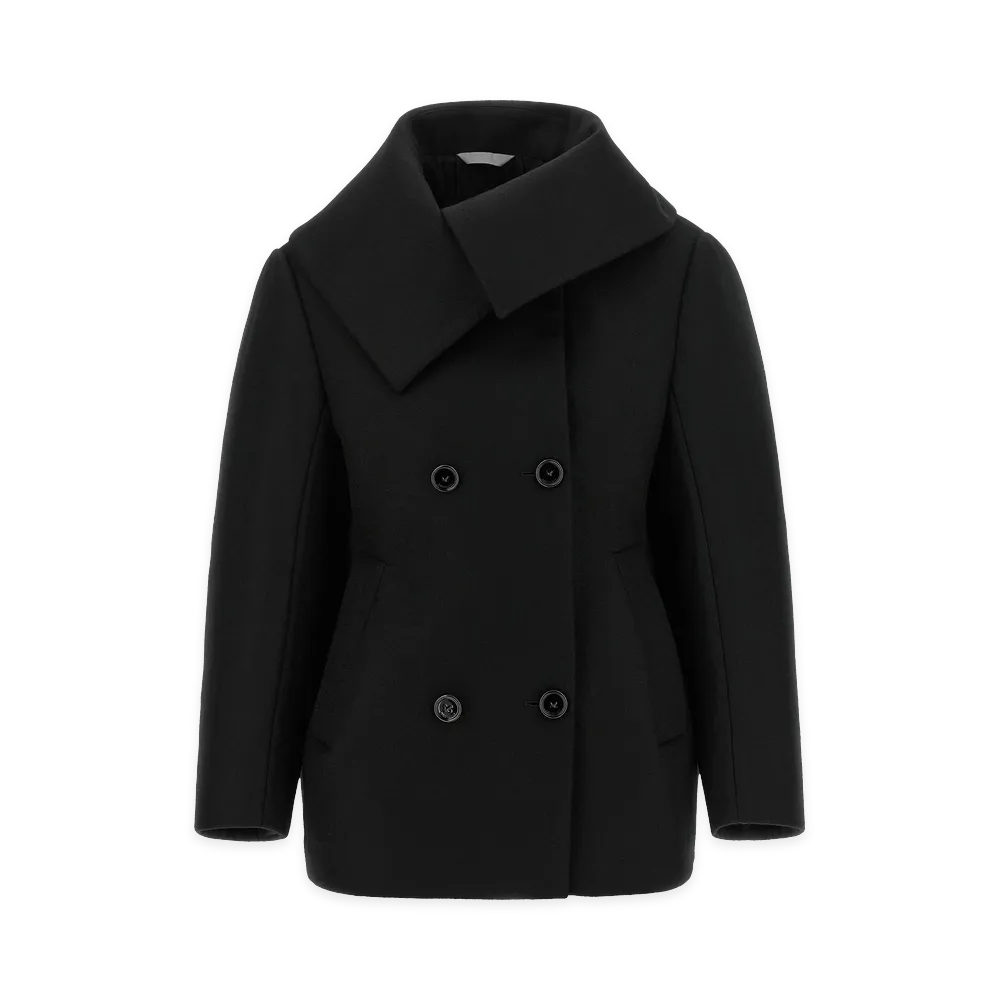 BALENCIAGA Women's Asymmetrical Neck Caban "Black"