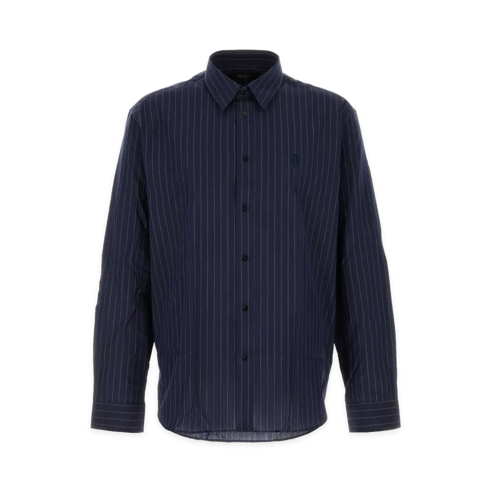 GUCCI Embroidered Poplin Shirt "Blue"