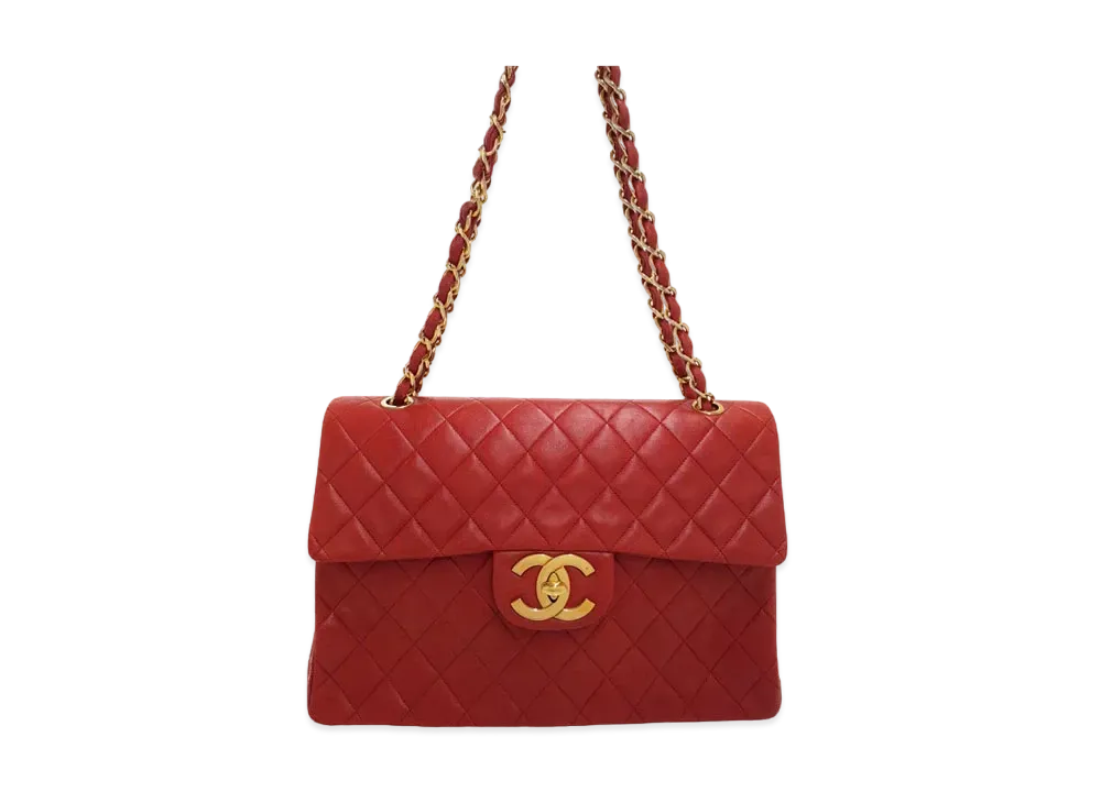 CHANEL Deca Coco Matelasse W Chain Lambskin "Red/Gold"