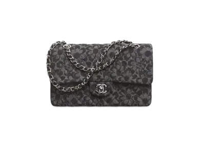CHANEL Classic 11.12 Handbag Printed Denim & Ruthenium-Finish Metal "Black"