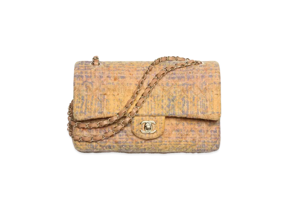 シャネル 11.12 クラシック ハンドバッグ コットン & ウール ツイード "オレンジ/グレー/イエロー" A01112 B18196 NZU80