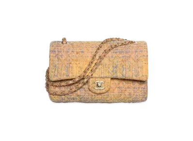 CHANEL Classic 11.12 Handbag Cotton & Wool Tweed & Gold-Tone Metal "Orange/Gray/Yellow"