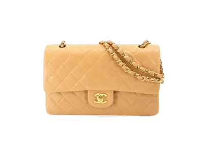 CHANEL Matelasse Classic Double Flap Caviarskin "Beige/Gold"