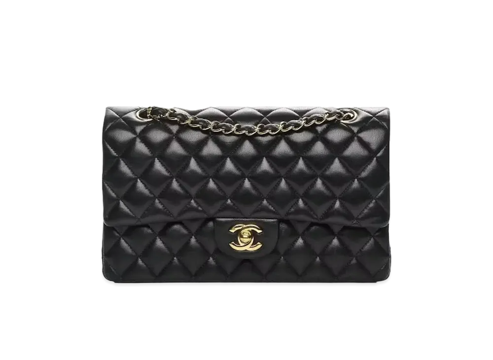 CHANEL Matelasse Classic Double Flap Lambskin "Black/Gold"