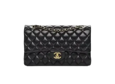 CHANEL Matelasse Classic Double Flap Lambskin "Black/Gold"