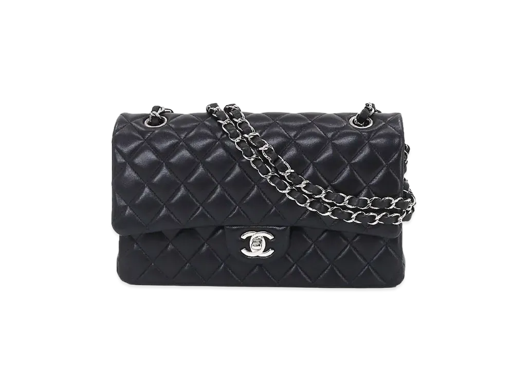 CHANEL Matelasse Classic Double Flap Lambskin "Black/Silver"