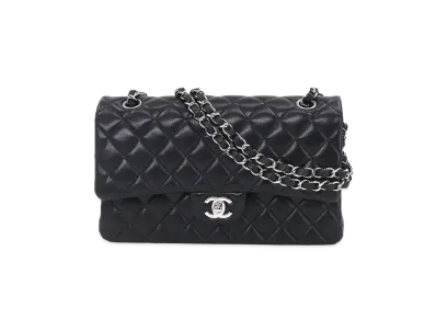 CHANEL Matelasse Classic Double Flap Lambskin "Black/Silver"