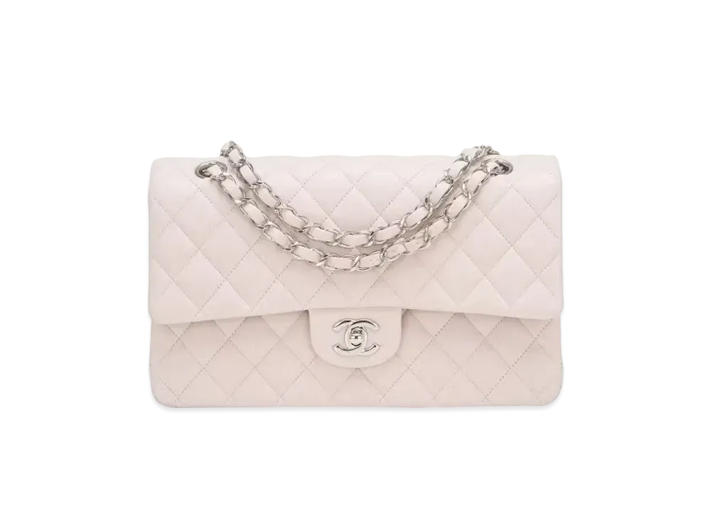 CHANEL Matelasse Classic Double Flap Lambskin "Pale Pink/Silver"