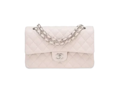 CHANEL Matelasse Classic Double Flap Lambskin "Pale Pink/Silver"