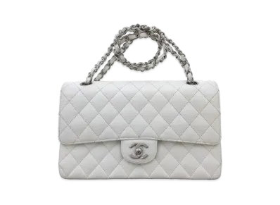 CHANEL Matelasse Classic Double Flap Caviarskin "White/Silver"