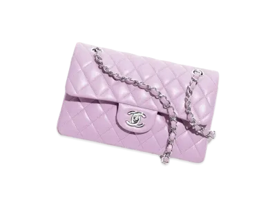 CHANEL Small Classic Handbag Shiny Grained Calfskin "Lilac"