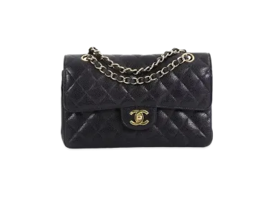 CHANEL Matelasse Classic Double Flap Caviarskin "Black/Gold"