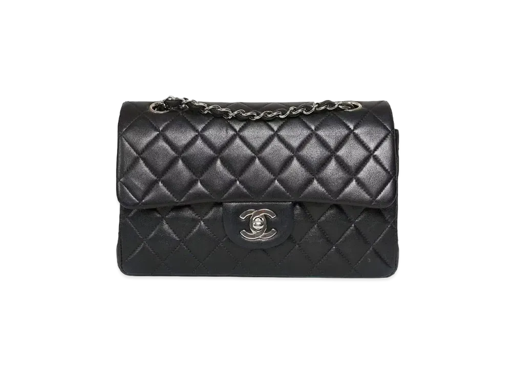 CHANEL Matelasse Classic Double Flap Lambskin "Black/Silver"