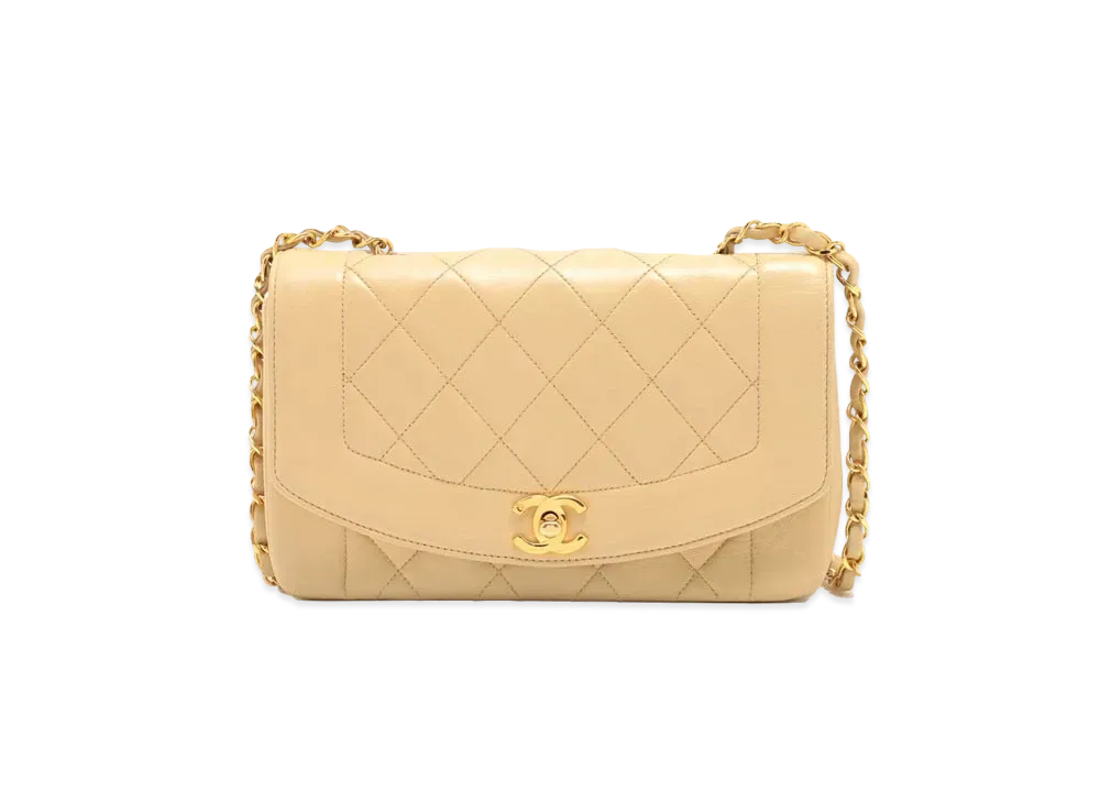 CHANEL Matelasse Diana Flap 22 Chain Shoulder Lambskin "Beige"