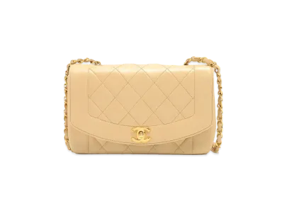 CHANEL Matelasse Diana Flap 22 Chain Shoulder Lambskin "Beige"