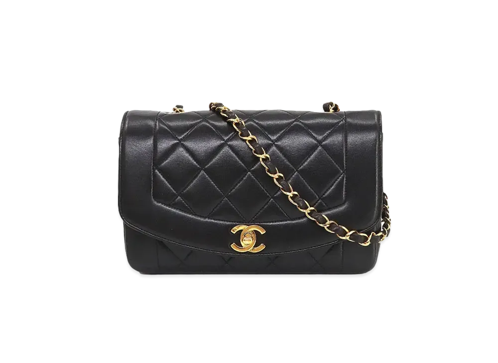 CHANEL Matelasse Diana Flap 22 Chain Shoulder Lambskin "Black"