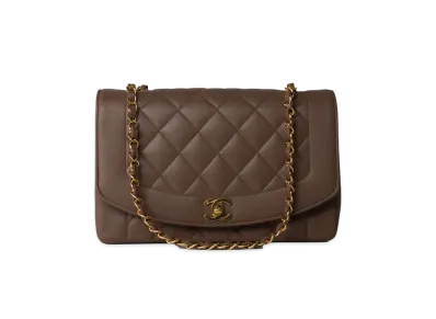 CHANEL Matelasse Diana Flap 25 Chain Shoulder Caviarskin "Brown"