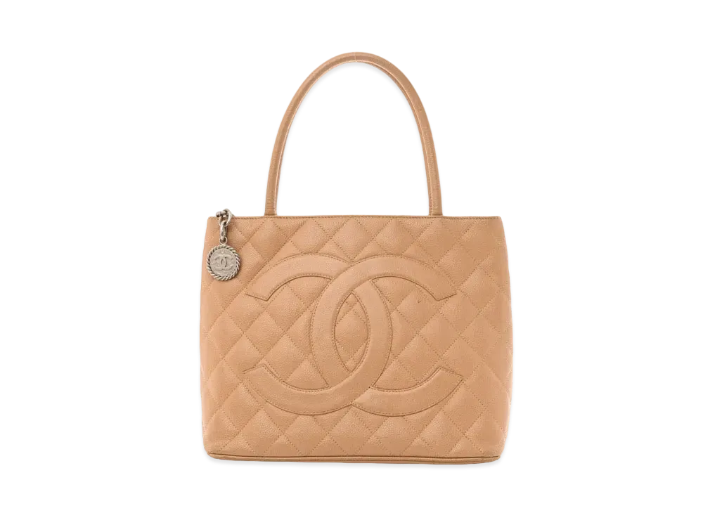 CHANEL Reprint Tote Caviarskin "Beige/Silver"