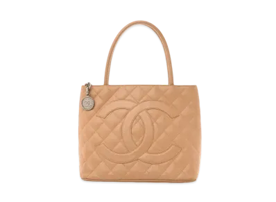 CHANEL Reprint Tote Caviarskin "Beige/Silver"