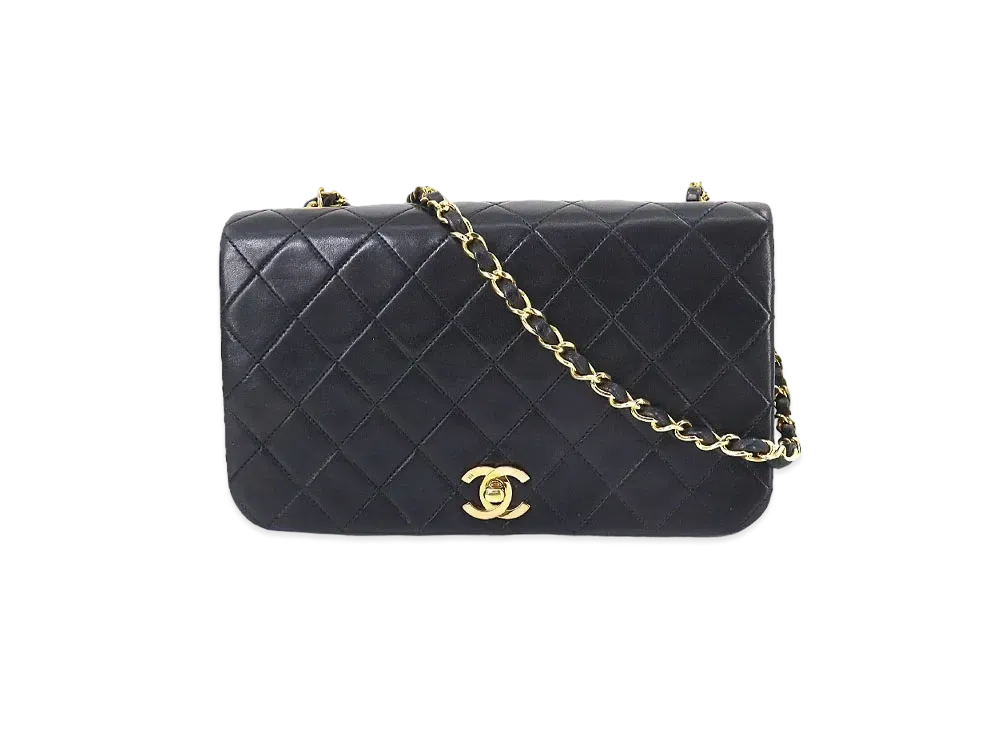 CHANEL Matelasse Classic Single Flap Chain Shoulder Lambskin "Black/Gold"