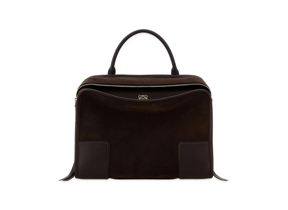 LOEWE Women's Suede Amazona 180 Shopping Bag "Dark Brown"