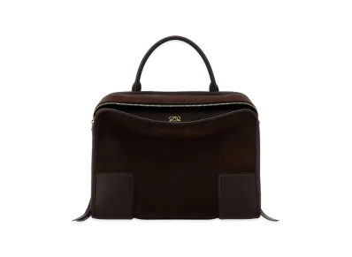 LOEWE Women's Suede Amazona 180 Shopping Bag "Dark Brown"
