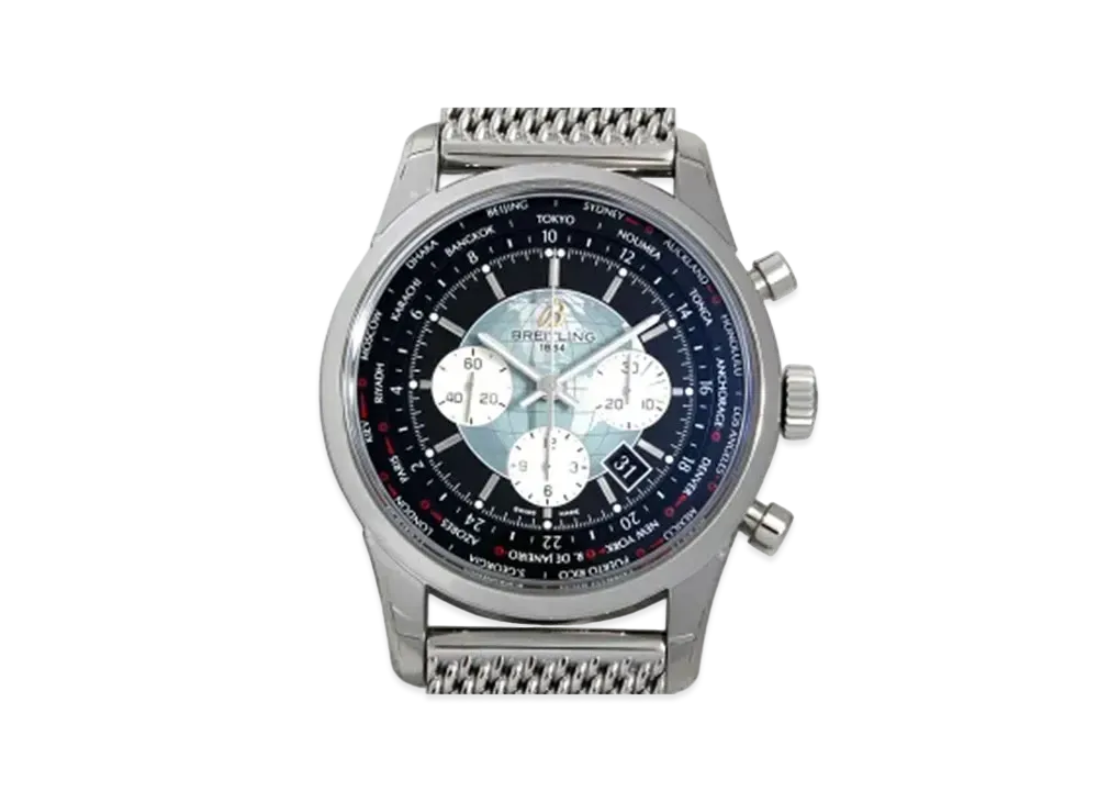 Breitling Transocean Chronograph Unitime "Black/Stainless Steel"