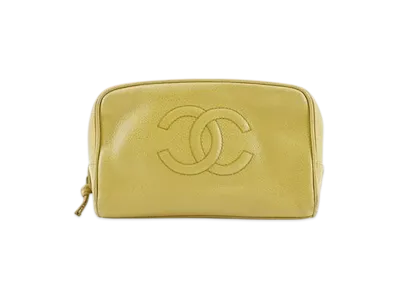 CHANEL Coco Mark Pouch Caviar Skin "Yellow"