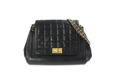 CHANEL Chocolate Bar 2.55 Chain Shoulder Bag Lambskin "Black/Gold"