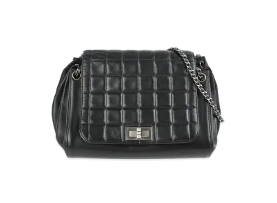 CHANEL Chocolate Bar 2.55 Chain Shoulder Bag Lambskin "Black/Silver"