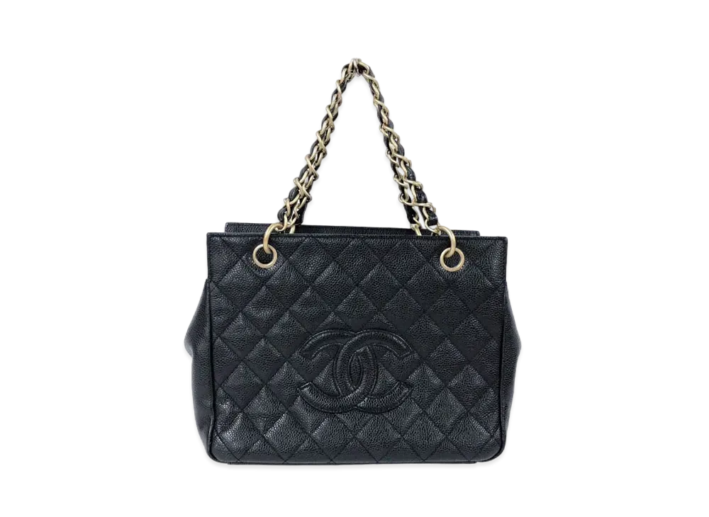 CHANEL PTT Matelasse Chain Tote Bag Caviarskin "Black/Gold"