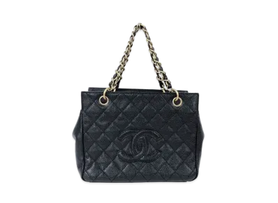 CHANEL PTT Matelasse Chain Tote Bag Caviarskin "Black/Gold"
