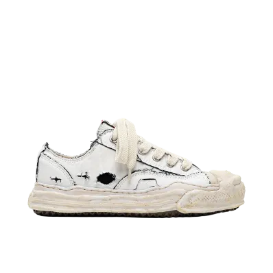 Maison MIHARA YASUHIRO HANK OG Sole Ripped Overdye Canvas Low-top Sneakers "White"