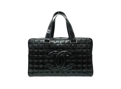 CHANEL Chocolate Bar Coco Mark Mini Boston Bag "Black"