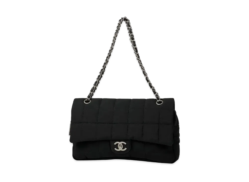 CHANEL Chocolate Bar Coco Mark Chain Shoulder Nylon "Black"