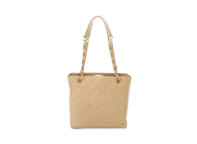CHANEL PST Matelasse Chain Tote Bag Caviarskin "Beige/Gold"