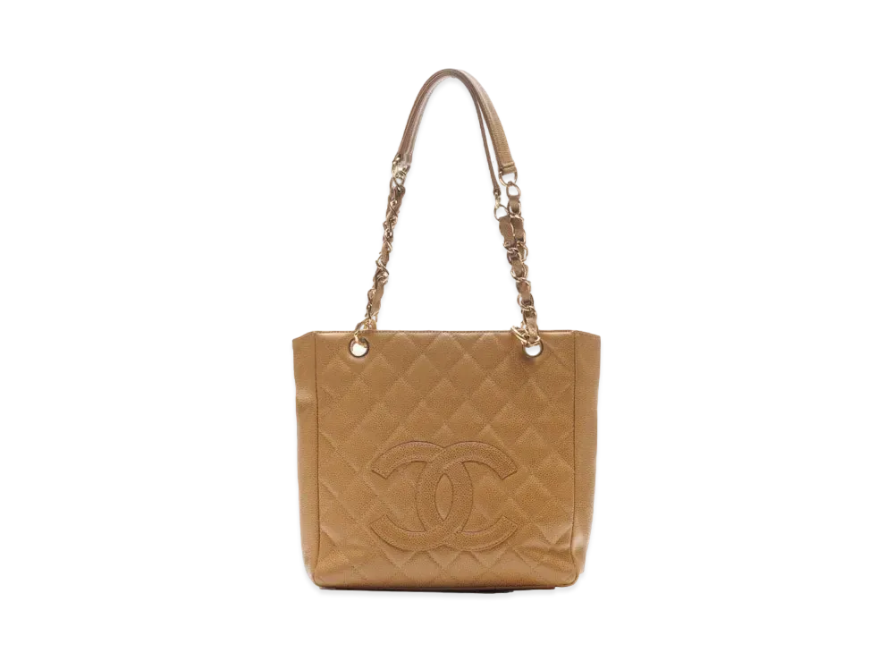 CHANEL PST Matelasse Chain Tote Bag Caviarskin "Camel/Gold"