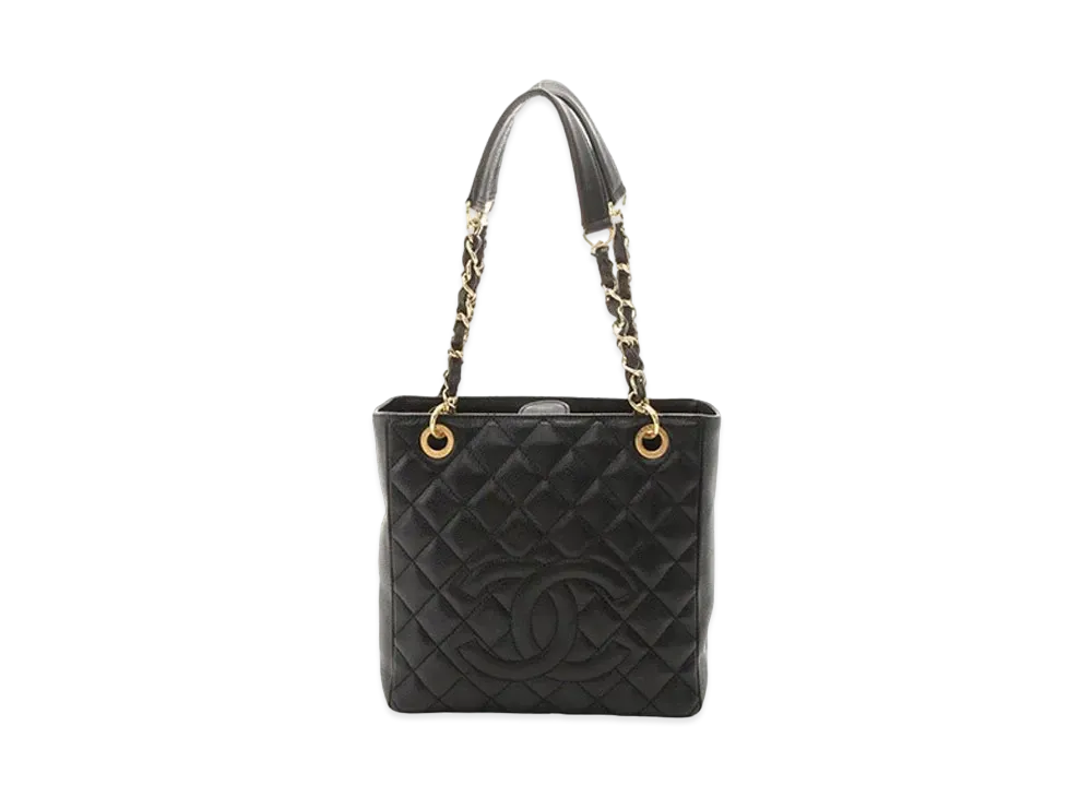 CHANEL PST Matelasse Chain Tote Bag Caviarskin "Black/Gold"