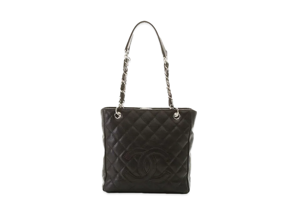 CHANEL PST Matelasse Chain Tote Bag Caviarskin "Black/Silver"