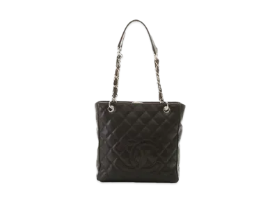CHANEL PST Matelasse Chain Tote Bag Caviarskin "Black/Silver"
