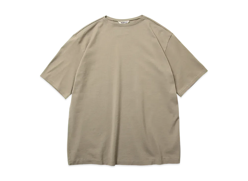 AURALEE Luster Plating Narrow Boat Neck Tee "Khaki Grey"