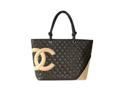 CHANEL Cambon Line Large Tote Bag GM "Dark Brown/Beige"