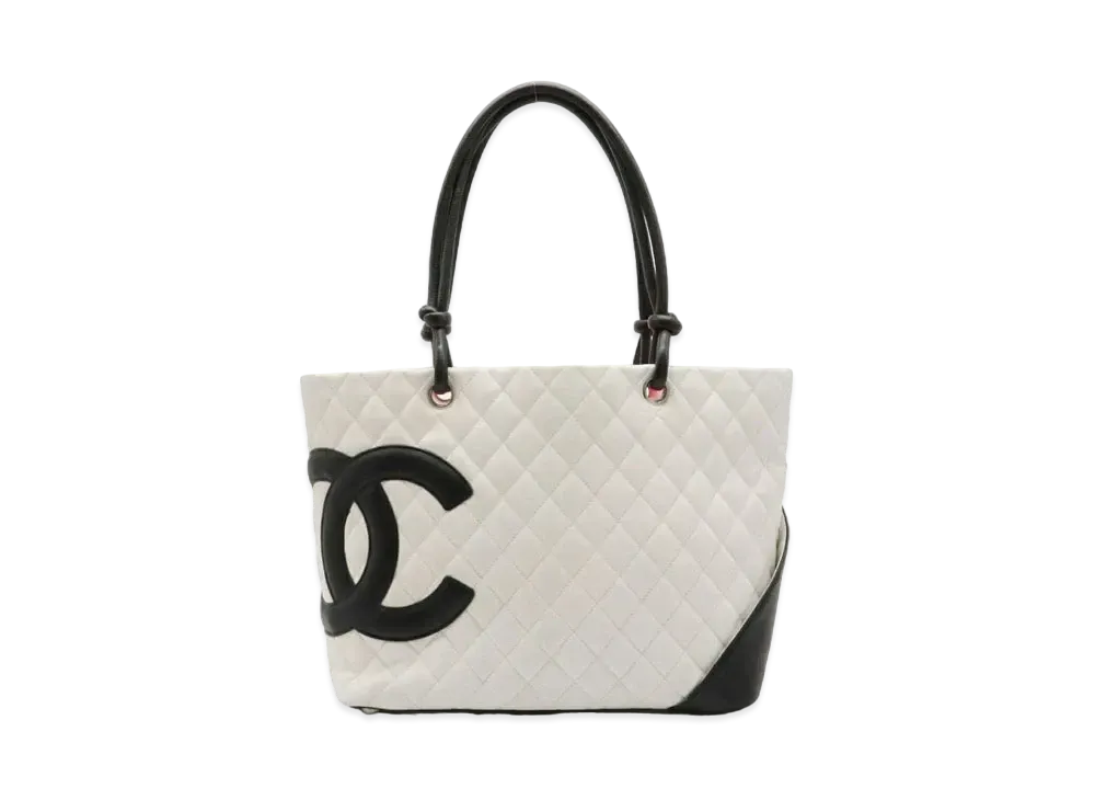 CHANEL Cambon Line Large Tote Bag GM "White/Black"