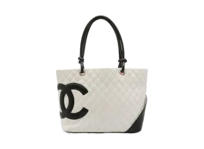 CHANEL Cambon Line Large Tote Bag GM "White/Black"