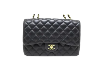 CHANEL Deca Matelasse Classic Single Flap Jumbo Lambskin "Black/Gold"