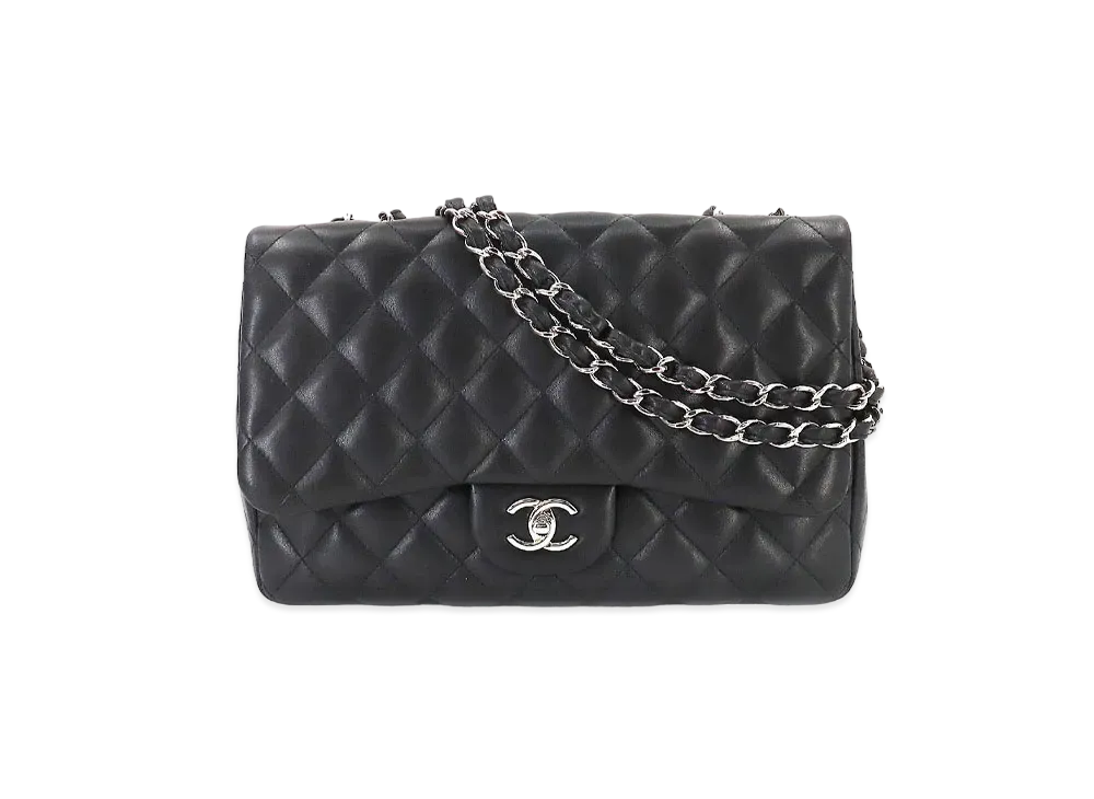 CHANEL Deca Matelasse Classic Single Flap Jumbo Lambskin "Black/Silver"