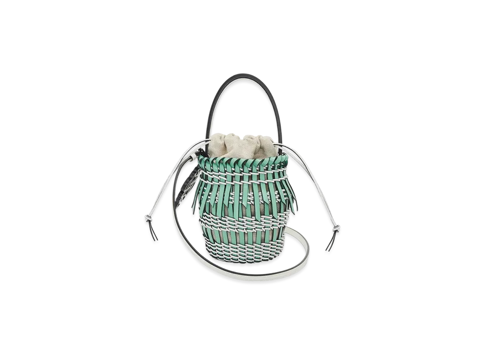 LOEWE Fringe Bucket Bag Small "Fresh Mint/Soft White"
